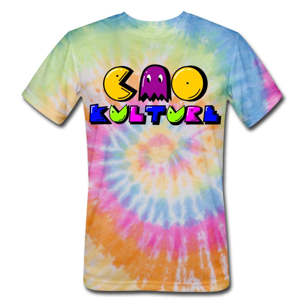 CAOKULTURE PACMAN PURPLE Unisex Tie Dye T-Shirt - rainbow