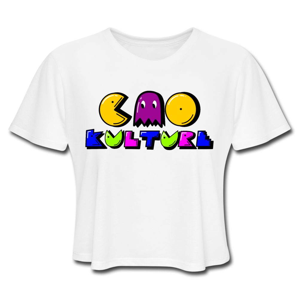 CAO KULTURE PACMAN PURPLE Women's Cropped T-Shirt - white