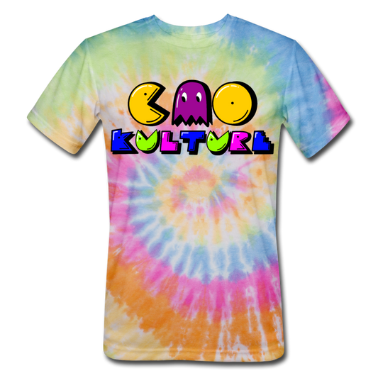 CAOKULTURE PACMAN PURPLE Unisex Tie Dye T-Shirt - rainbow